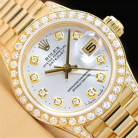 rolex gold diamond datejust|Rolex Datejust with diamond bezel.